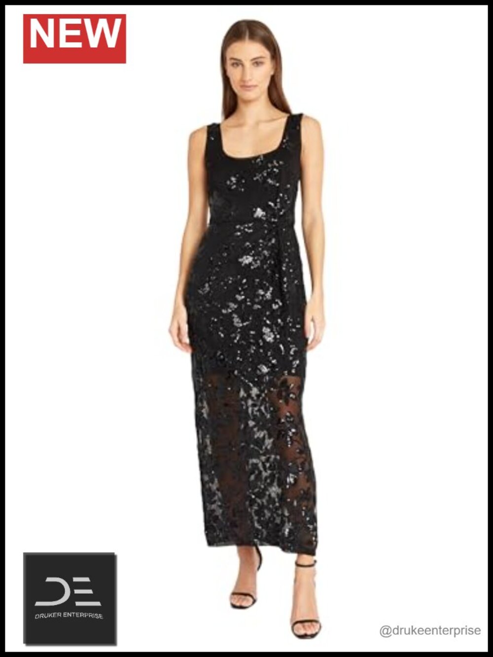 Floral Sequin Maxi Dress with Low Scoop Back